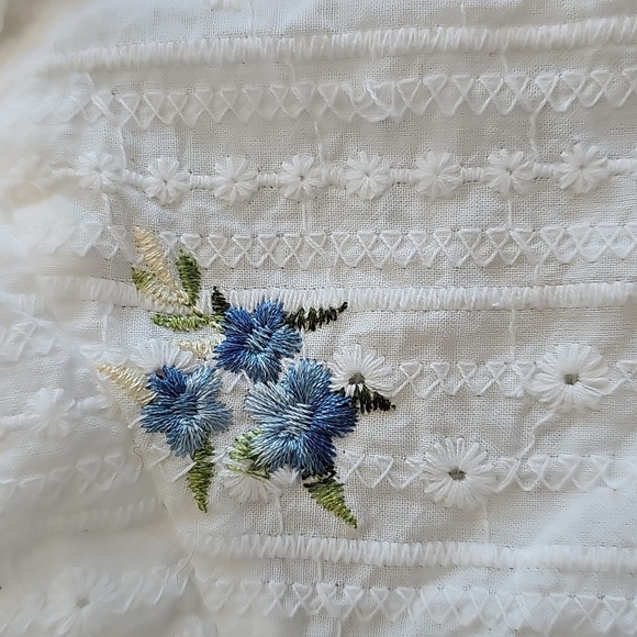 Kirious Cottagecore Dainty Pointelle Embroidered Ruched Cami Crop Top Small - Picture 4 of 12